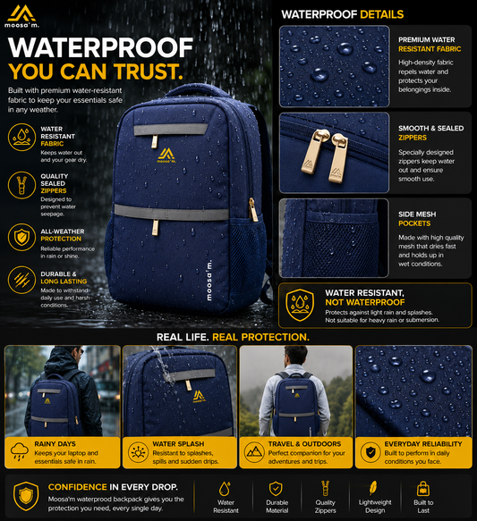 Moosa’m UrbanShield Pro Backpack – Waterproof Laptop & Daily Use Bag