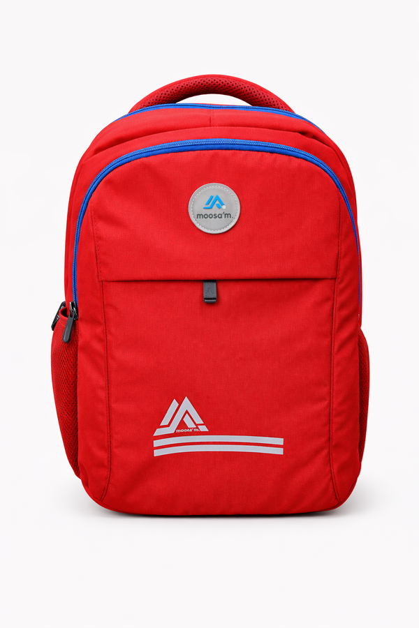 Moosa’m GoPack Backpack – Stylish College & Everyday Use Bag (Red & Blue)