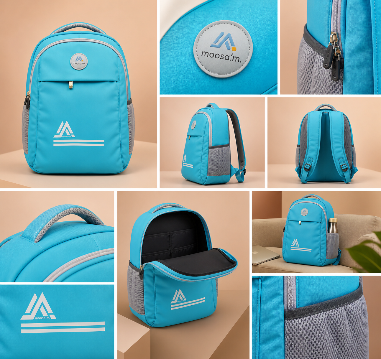 Moosa'm GoPack – Sky Blue Premium College Backpack