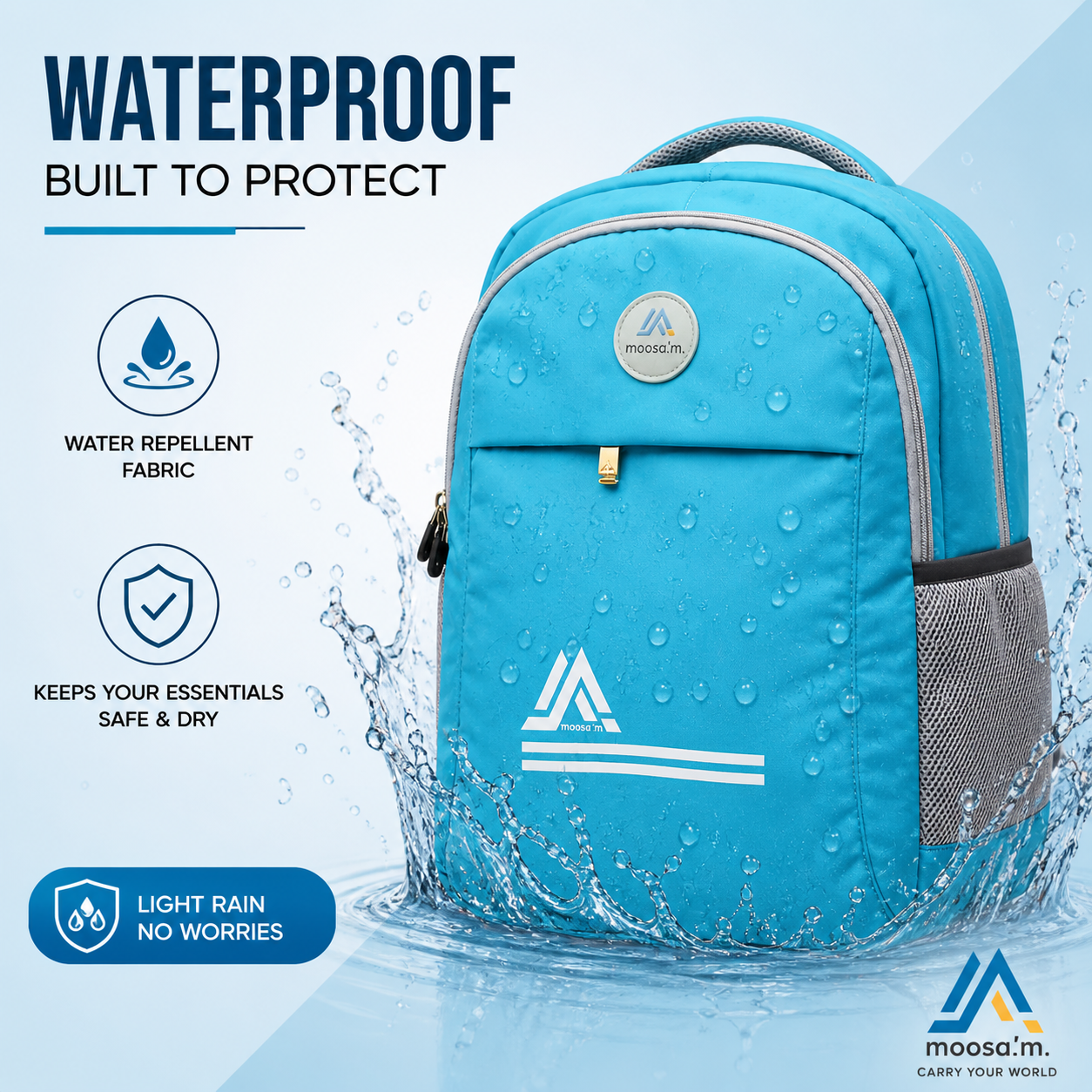 Moosa'm GoPack – Sky Blue Premium College Backpack