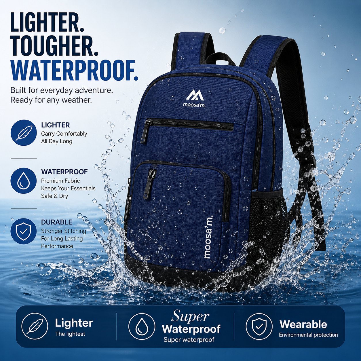 Smart Carry Pro Backpack – Premium College & Daily Use Bag (Black & Blue)