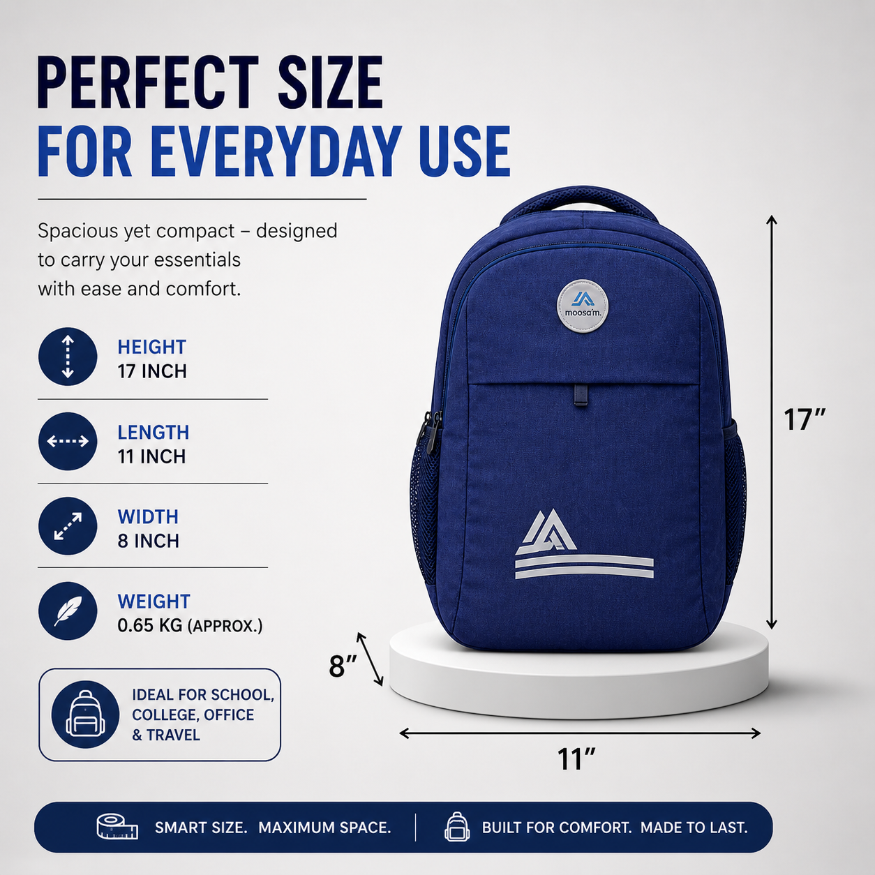 Moosa'm GoPack Backpack – Lightweight College & Daily Use Bag
